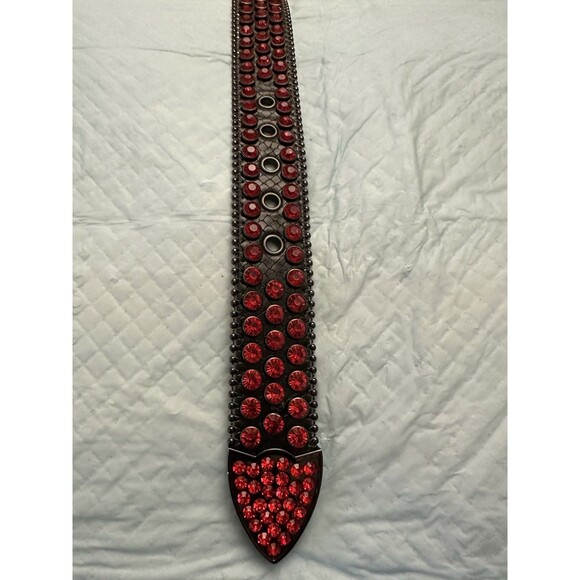 Luxe International Red Studded Belt, Size XS(30-34), Stones Put In By Hand main image 5
